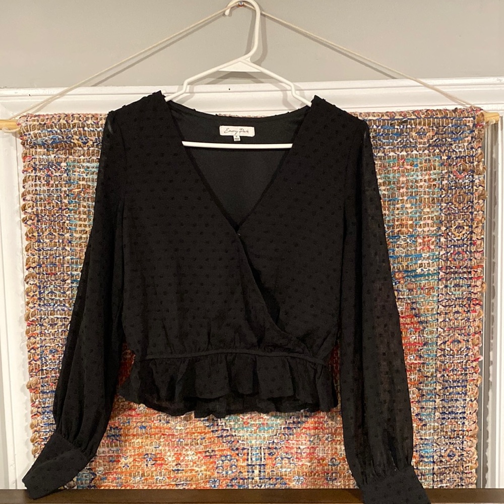 Emory Park dotted chiffon ruffle top
